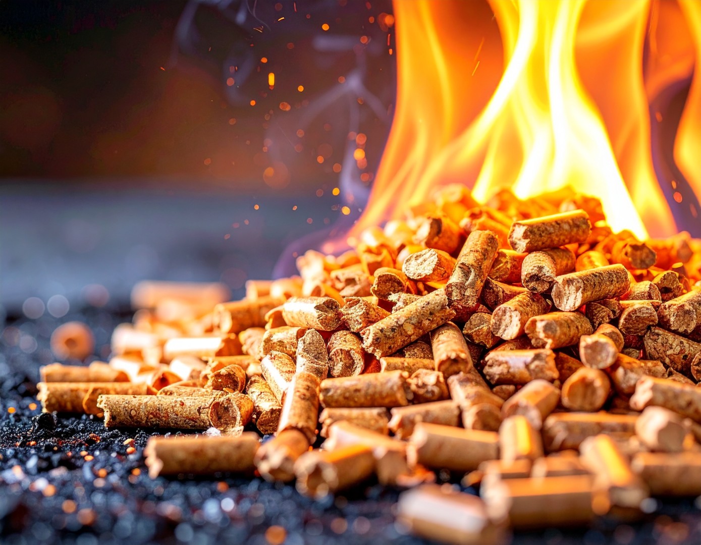 Firefly A Realistic Close Up Photo Of Burning Light Brown Wood Pellets In Fire, Replacing Cha 61708